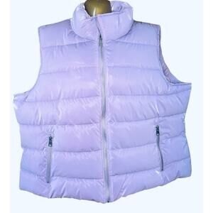 Isabella Liquid Shine Quilted Vest Size 2X in Viola Purple Active Wear